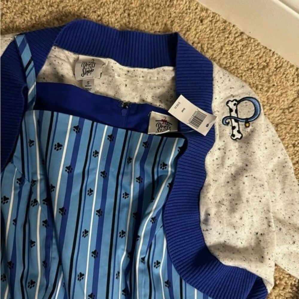 Disney Dress Shop Dress NWT 101 Dalmatians blue W/ Cardigan Small Rare - Picture 2 of 12